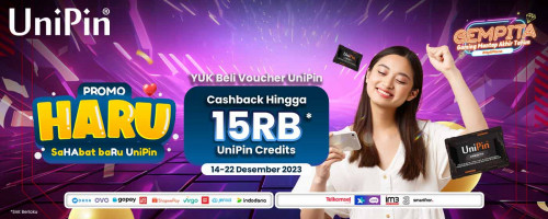 Promo HARU (SaHabat baRu UniPin) – Yuk Beli UniPin Voucher Bayar Pakai E-wallet & Pulsa, Dapatkan Cashback hingga 15ribu UniPin Credits!